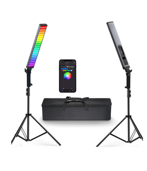 NEEWER Kit de 2 barras de luz RGB BH20C para fotografía, con soportes, difusores, 3250Lux, regulable 2500-10000K CRI95+/TLCI97+ APP/2.4G/Control de panel