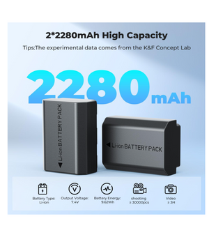 K&amp;F CONCEPT Kit de Baterías NP-FZ100 (2280 mAh) + Cargador Dual