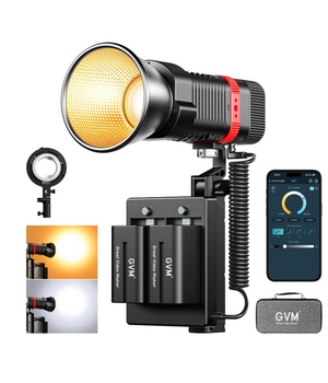 GVM – Mini Luz de video COB de 60 W para estudio y fotografía (incluye adaptador Bowens)