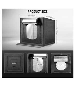 NEEWER Caja de luz de estudio fotográfico de 50 W, 20 x 20 pulgadas ( 50 x 50 cm ), + 4 telones de fondo