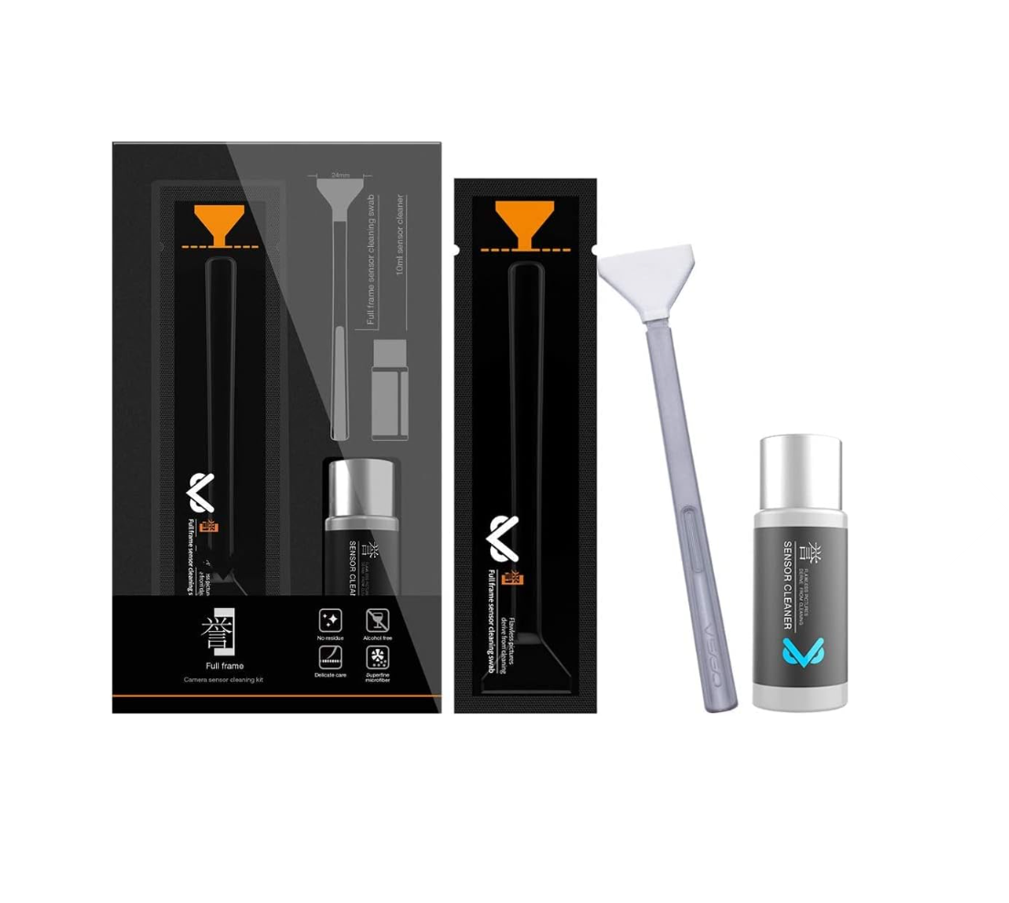VSGO VS-S03E Kit de limpieza de sensor full frame, 12 hisopos de sensor full frame y liquido de limpieza de de 0.3 fl oz