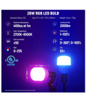 NEEWER NK800 Kit de iluminación RGB de 2 Softboxs con control de aplicación y 9 modos de efecto, con bombillas LED certificadas por FCC/IC/UL de 26 W CRI93+ TLCI98+