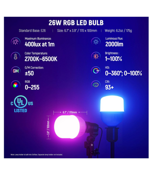 NEEWER NK800 Kit de iluminación RGB de 2 Softboxs con control de aplicación y 9 modos de efecto, con bombillas LED certificadas por FCC/IC/UL de 26 W CRI93+ TLCI98+