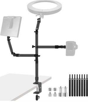 NEEWER ST008 Soporte de escritorio para cámara con 2 brazos de pluma para dispositivos de fotografía