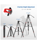 NEEWER TP37 Trípode de 74 pulgadas con cabezal fluido