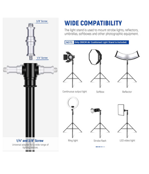 NEEWER ST-260AC Soporte de Luz Acolchado con Aire – 8.5 ft (260 cm)