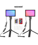 Neewer Paquete de 2 luces LED RGB60 con control remoto, con tripodes de 41 cm