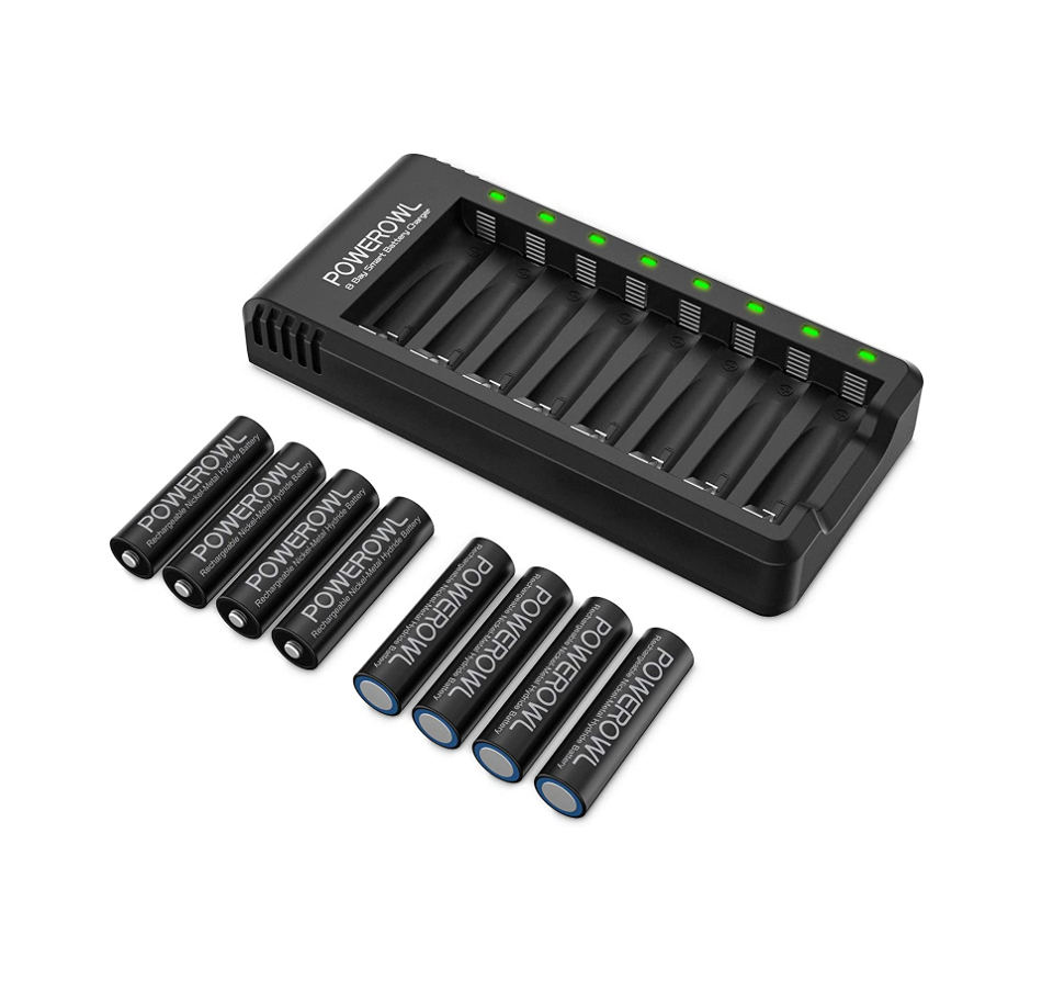 Paquete de 8 pilas AAA recargables con cargador de batería