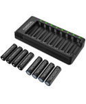 POWEROWL - 8 pack de baterías AA recargables con cargador, 2800 mAh de alta capacidad de Ni-MH