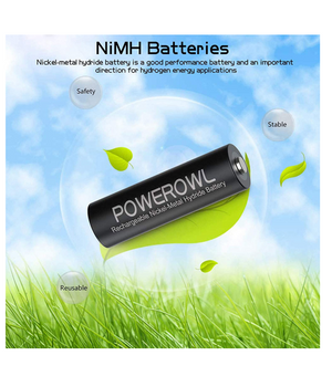 POWEROWL - 8 pack de baterías AA recargables con cargador, 2800 mAh de alta capacidad de Ni-MH