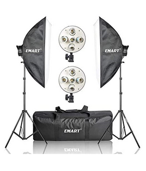 Emart Kit de 2 Softbox de 20.0 x 28.0 in, con cabezal de 5 focos