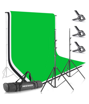  Kit de soporte de fondo verde para telón de fondo de pantalla  verde, sistema de soporte de fondo de fotografía de poliéster Chromakey, 4  abrazaderas de clip para Zoom Gaming Video