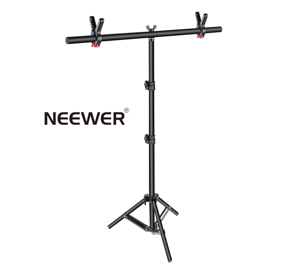  Neewer - Sistema de soporte de telón de fondo, ajustable, 10  pies de ancho x 6.6 pies de alto, 4 barras transversales, 6 pinzas, 2 sacos  de arena y bolsa de
